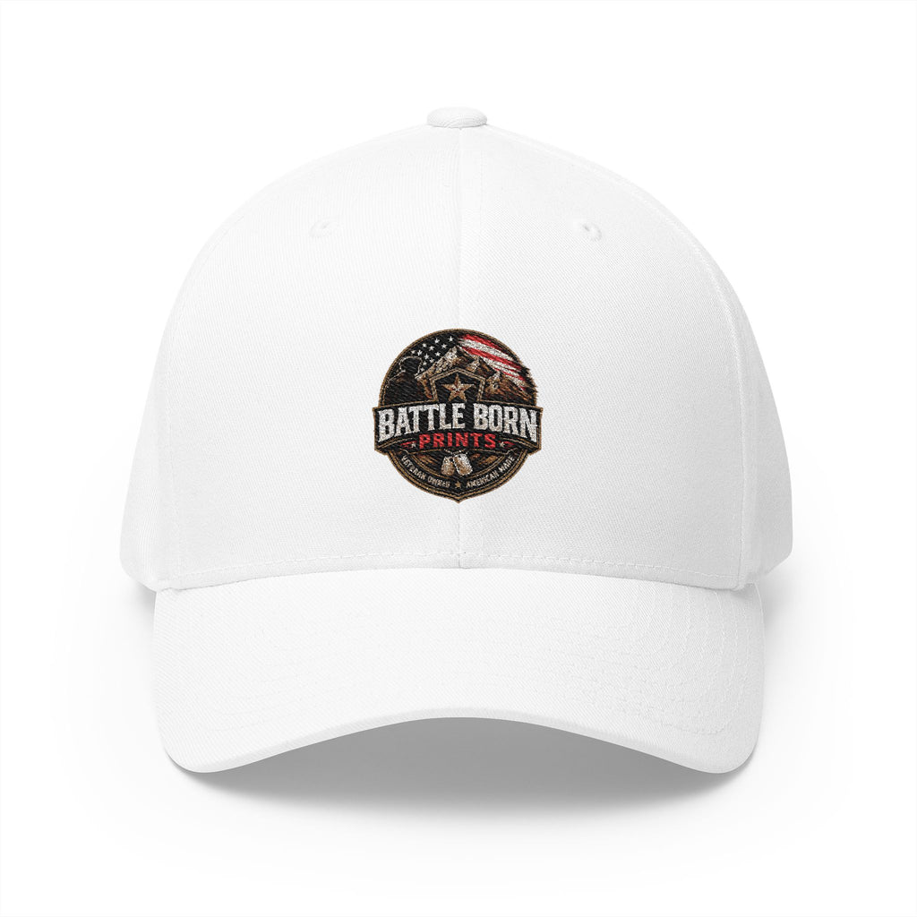 Battle Born Prints FlexFit Embroidered Cap — American Flag Patch Hat