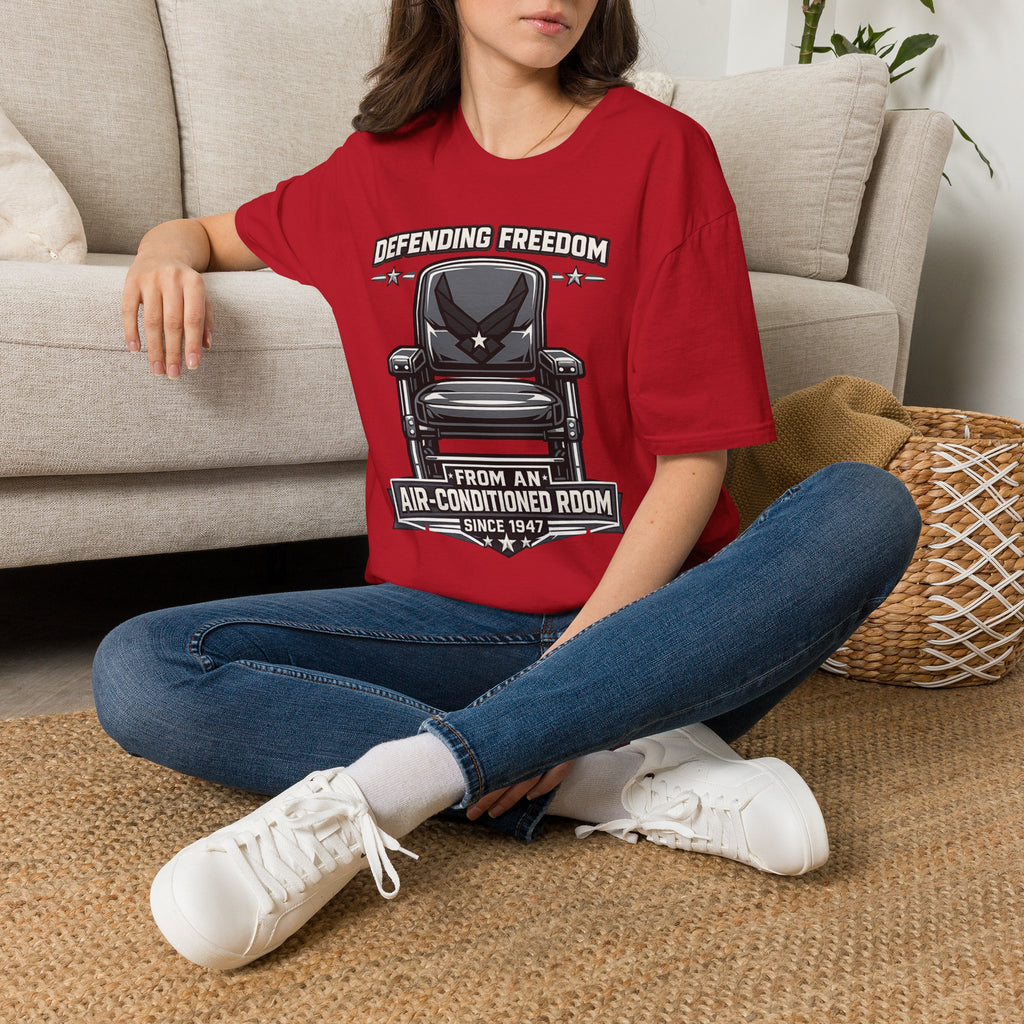 Defending Freedom Chair Force Veteran T-Shirt — "Defending Freedom from an Air-Conditioned Room"
