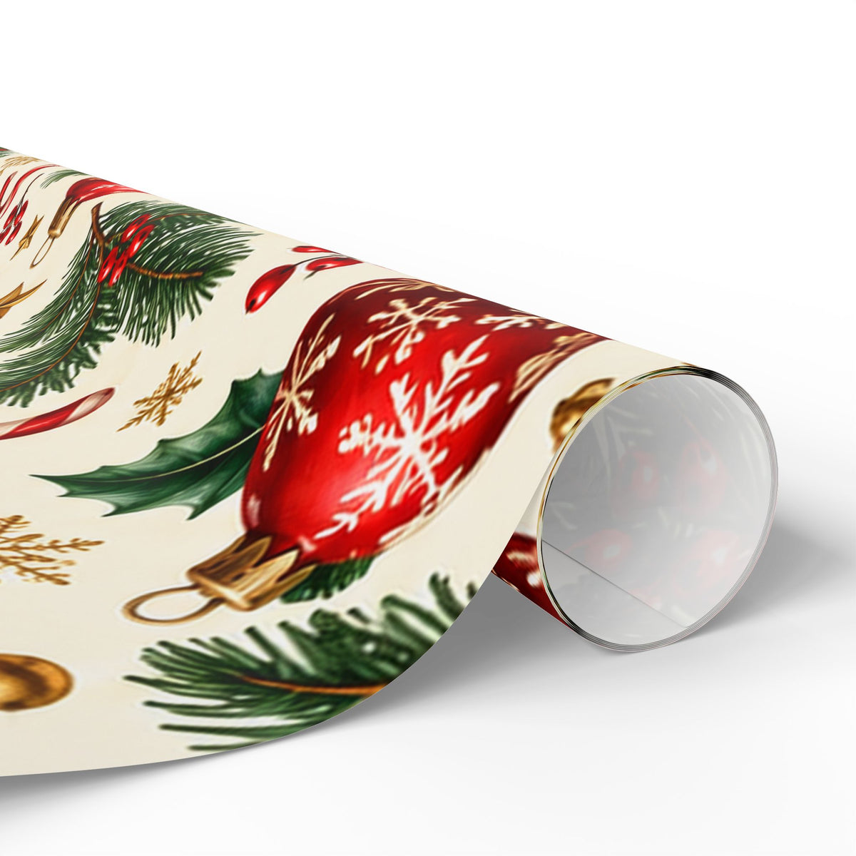 Christmas Ornament Wrapping Paper - Vintage Red & Green for Festive Gifting