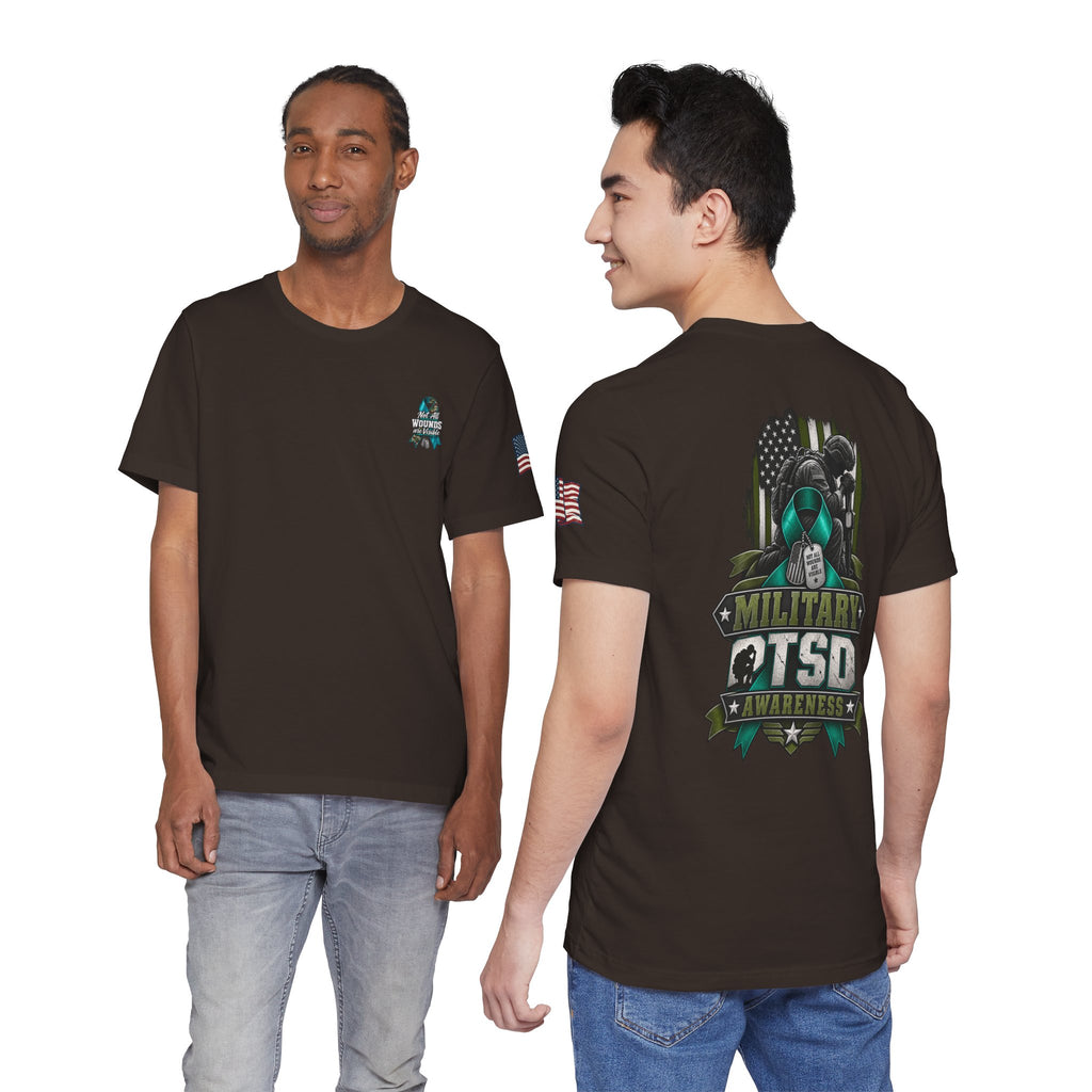 Military PTSD Awareness Tee – Support Veterans Ribbon Graphic Shirt