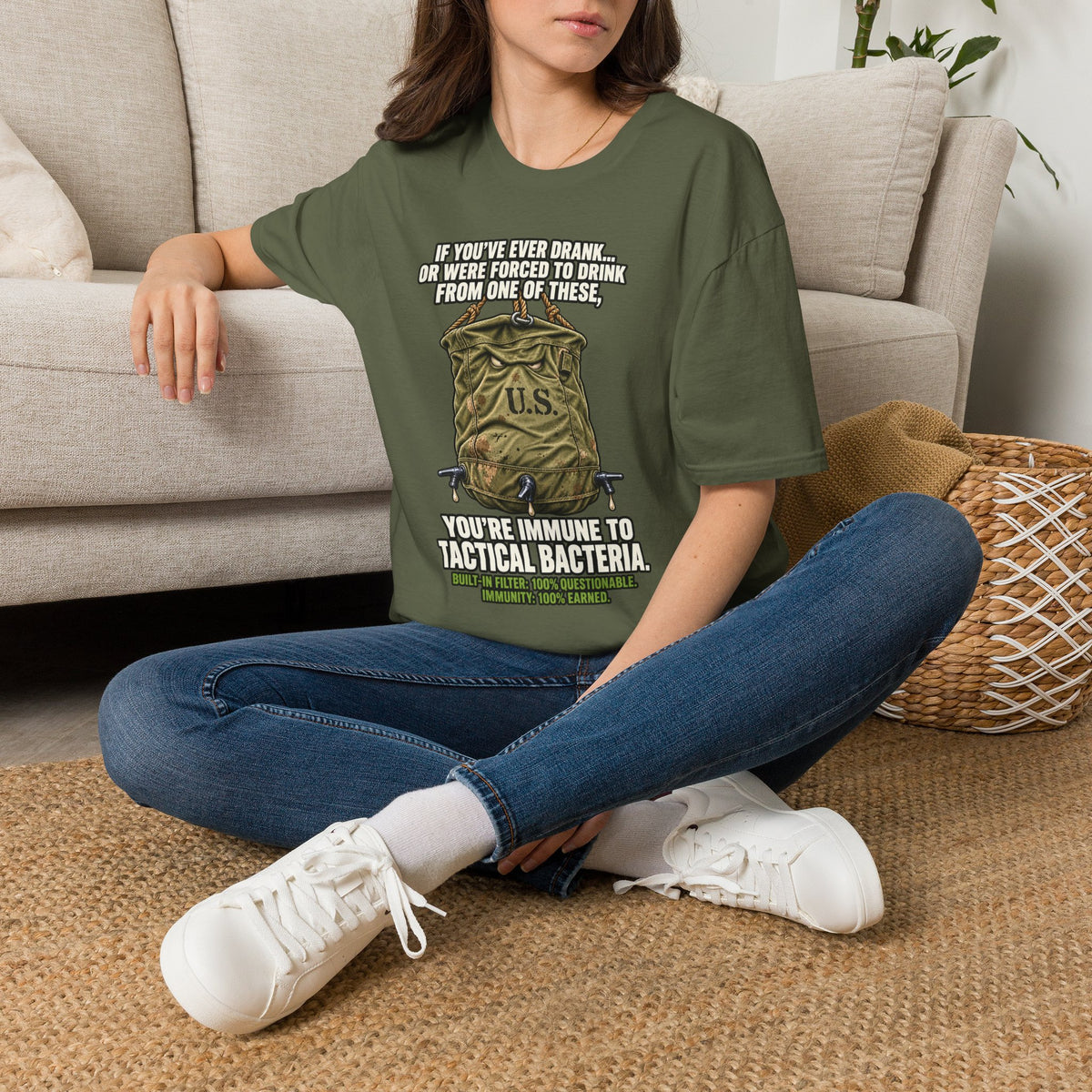 Military Humor T-Shirt – Tactical Canteen Tee for Outdoor Adventures