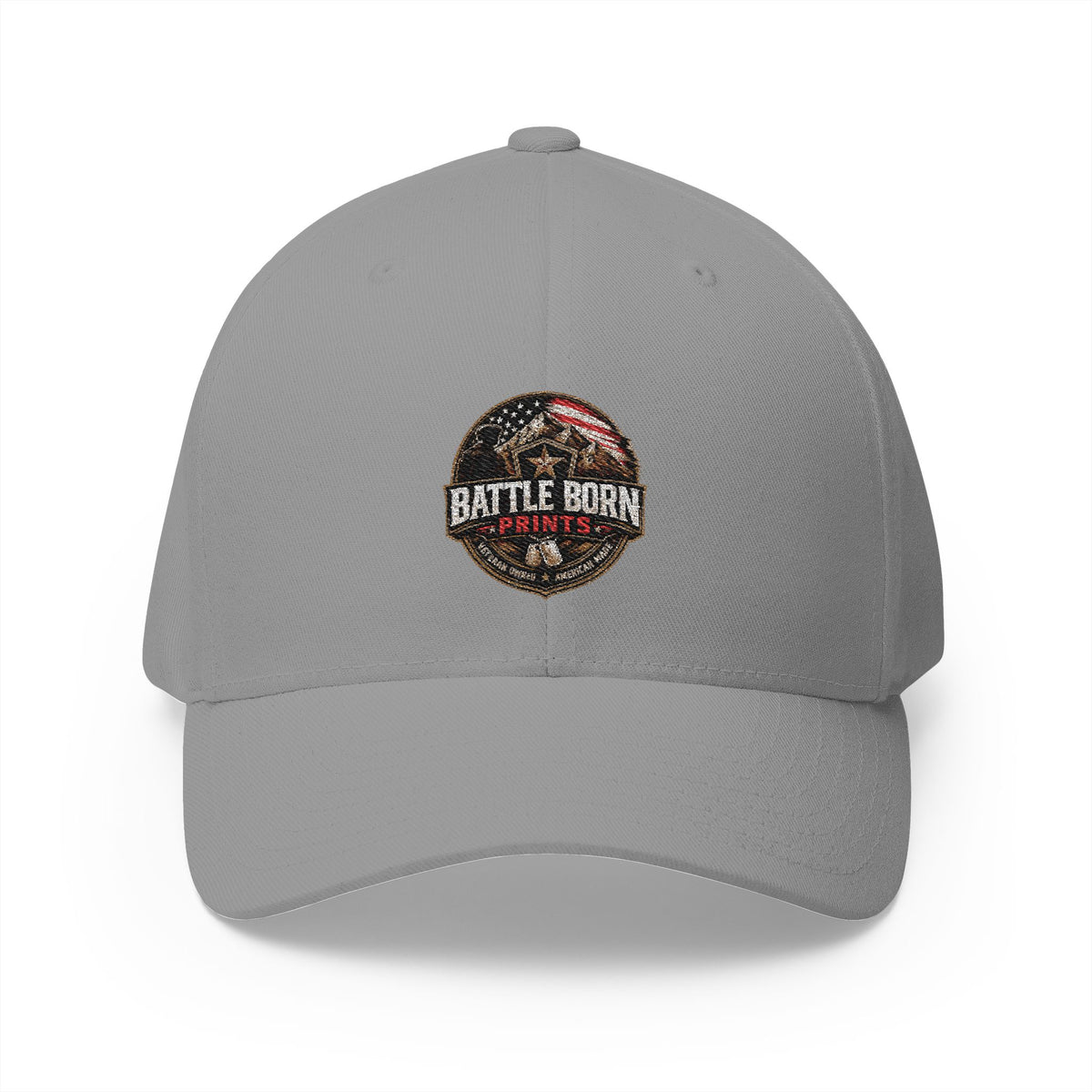 Battle Born Prints FlexFit Embroidered Cap — American Flag Patch Hat