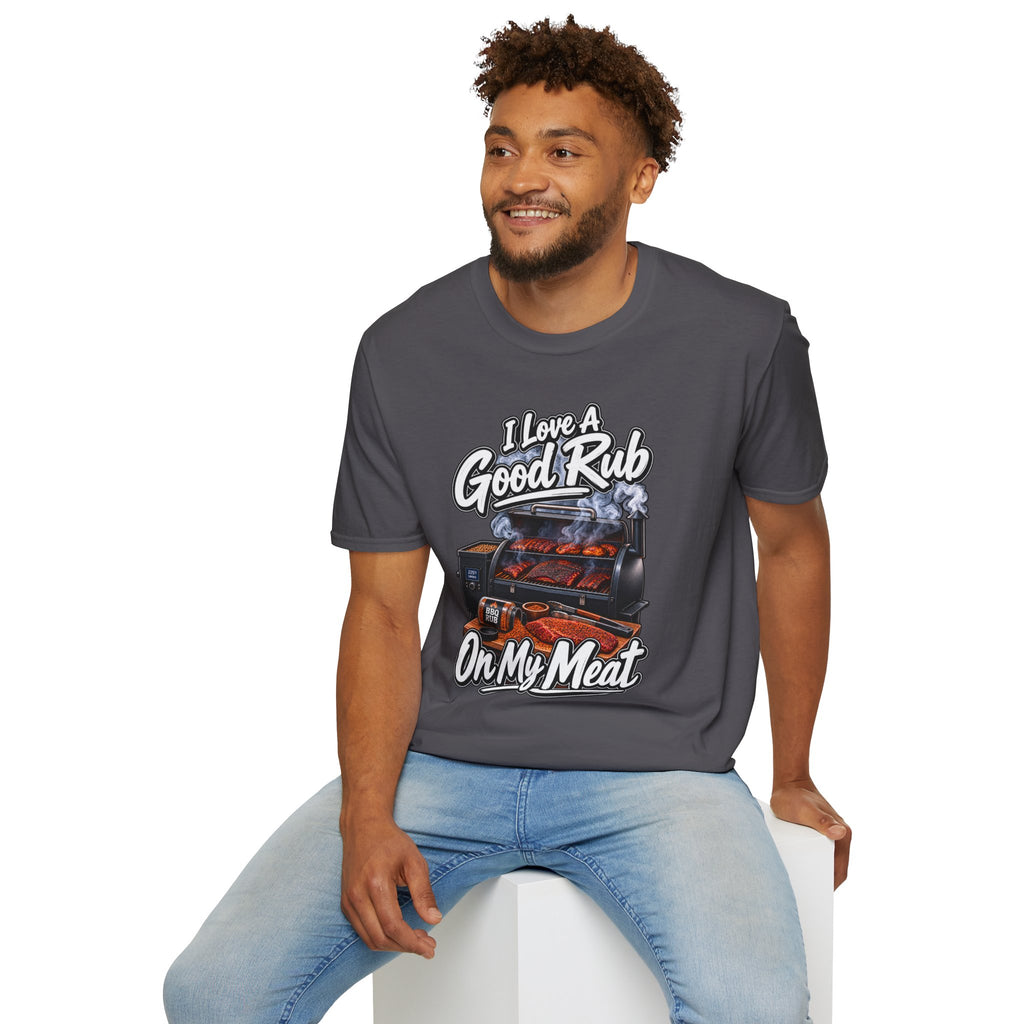 BBQ T-Shirt — "I Love a Good Rub" Grill & Smoker Shirt (I Love a Good Rub on My Meat)