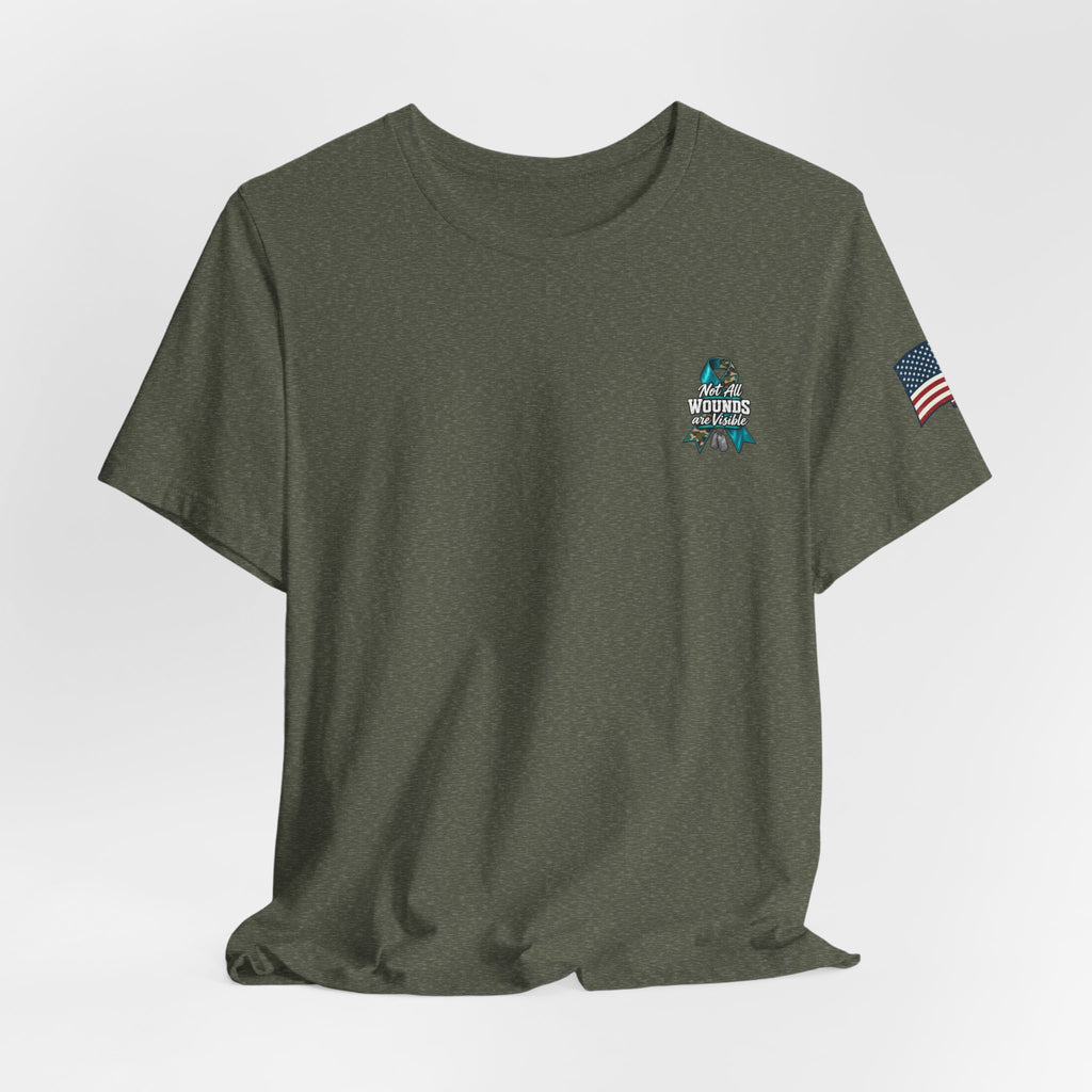 Military PTSD Awareness Tee – Support Veterans Ribbon Graphic Shirt