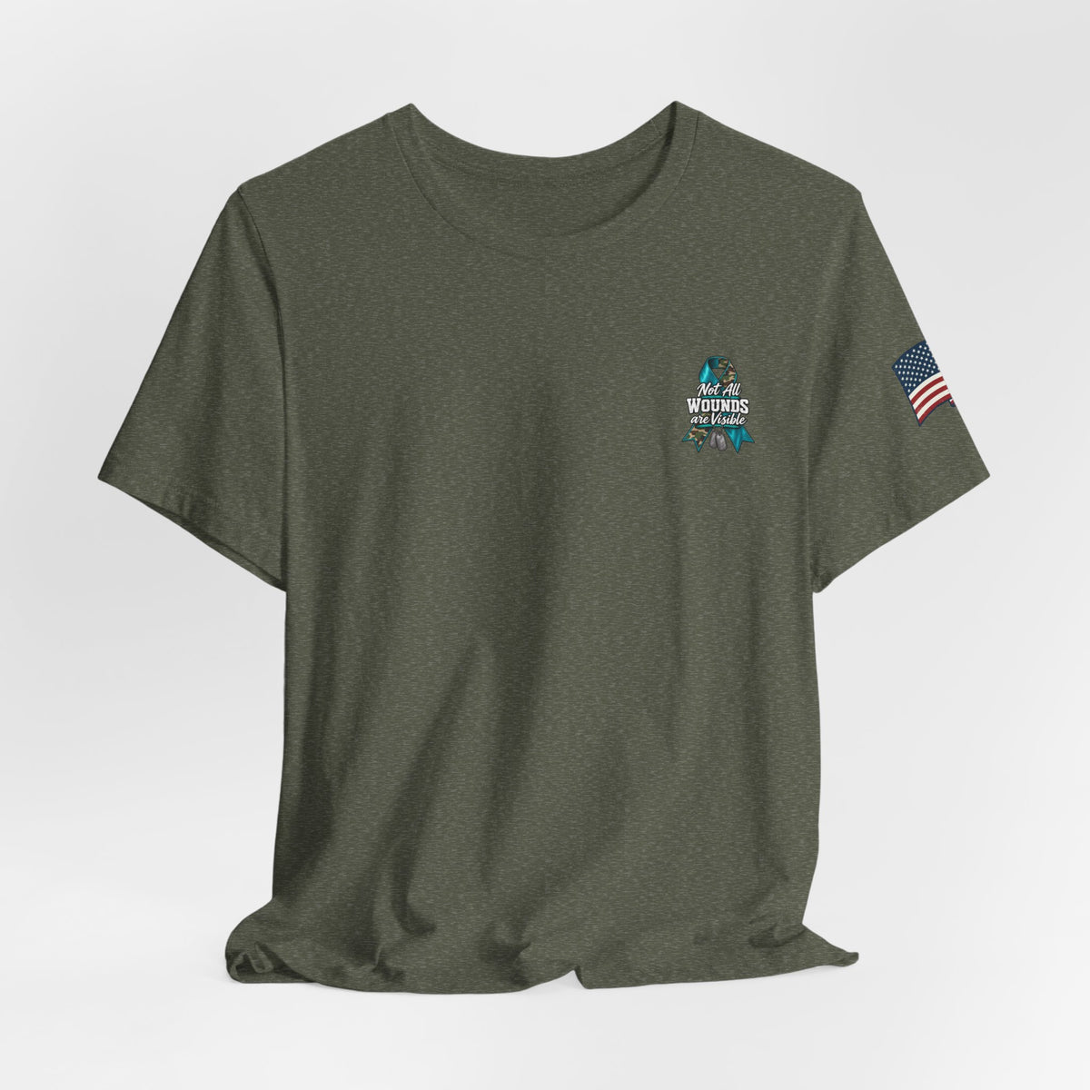 Military PTSD Awareness Tee – Support Veterans Ribbon Graphic Shirt