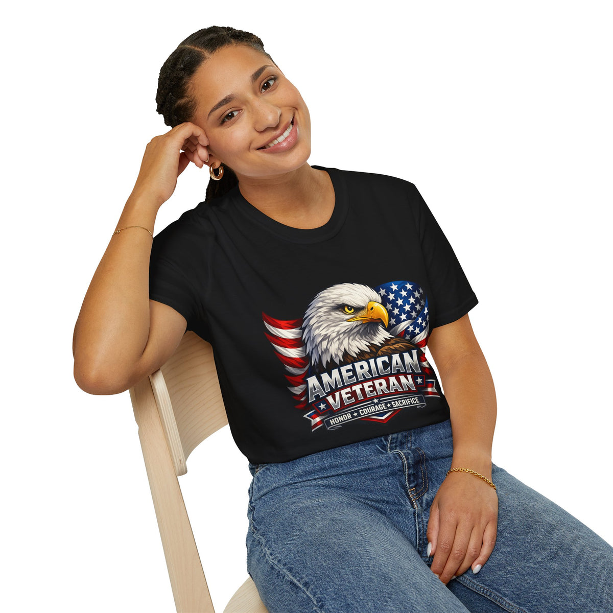 American Veteran Eagle T-Shirt — Patriotic USA Flag Tee