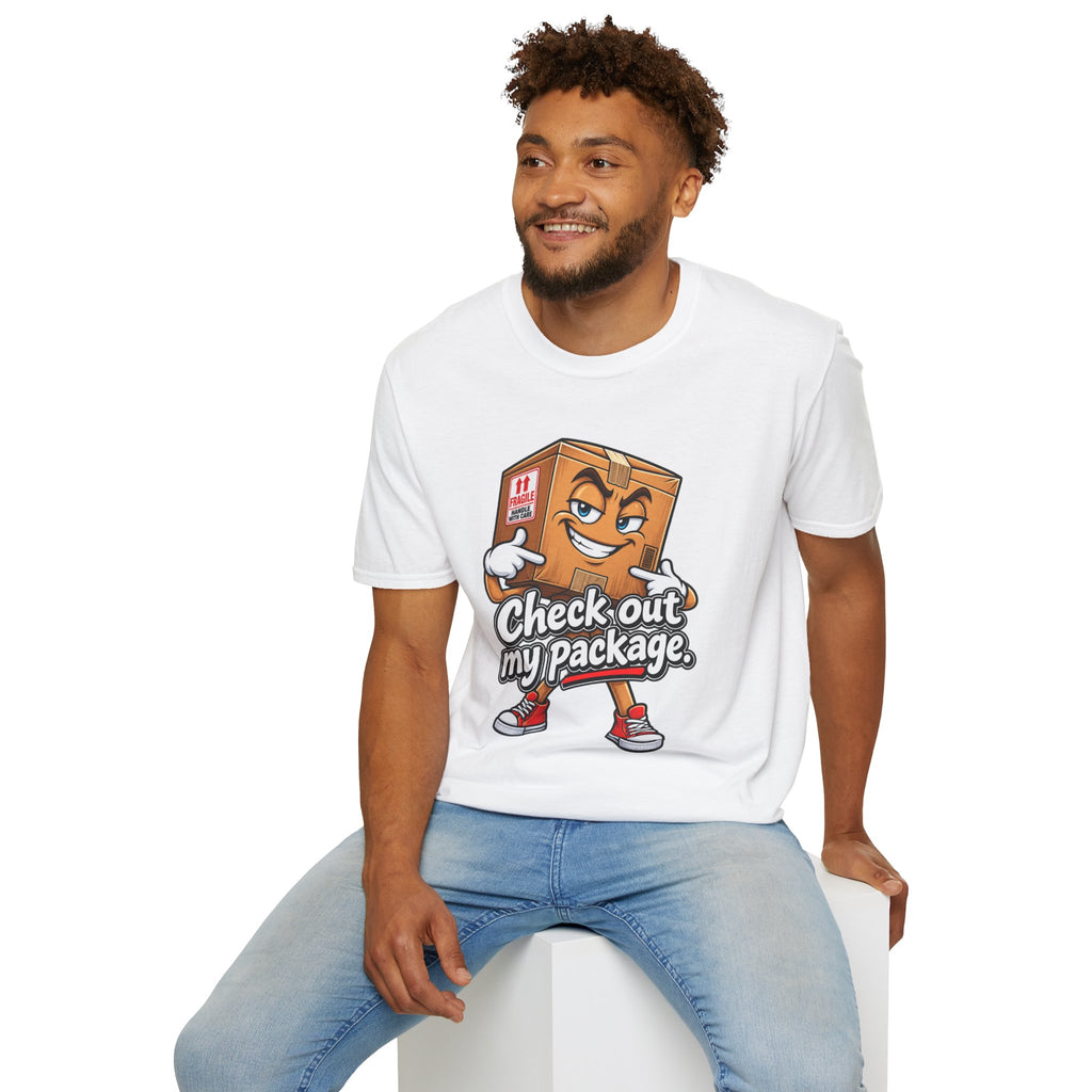 Check Out My Package T-Shirt — Funny Cartoon Box Graphic Tee
