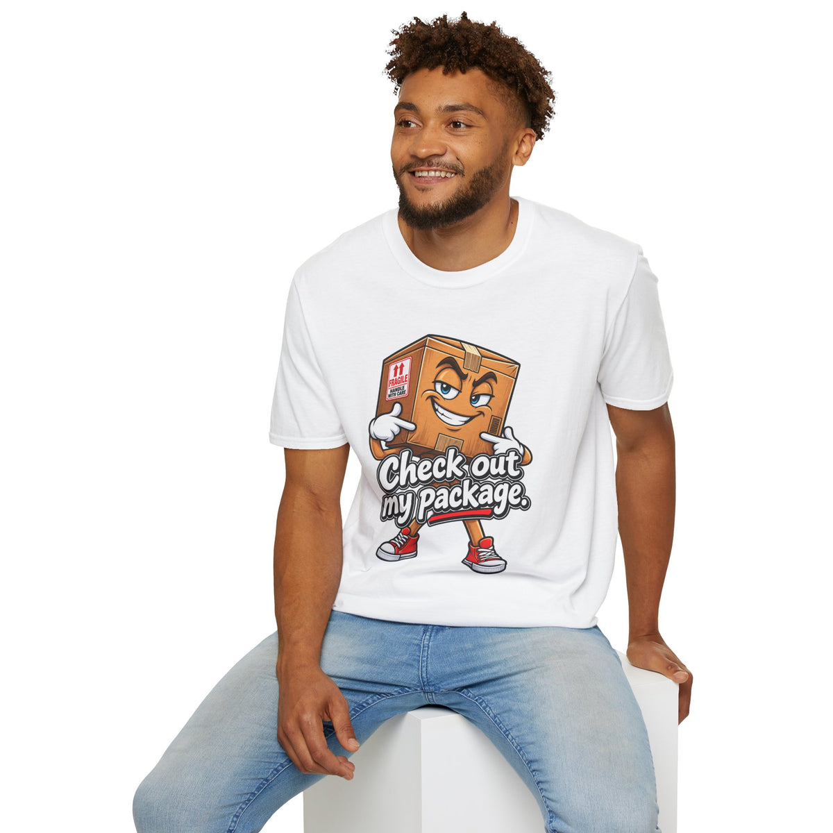 Check Out My Package T-Shirt — Funny Cartoon Box Graphic Tee