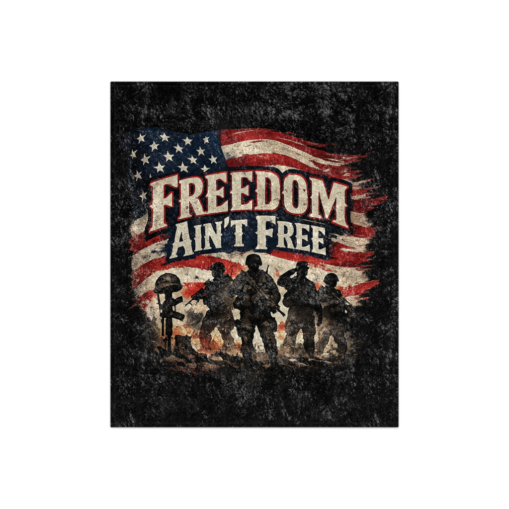 Crushed Velvet Blanket — "Freedom Ain't Free" Patriotic Military Throw