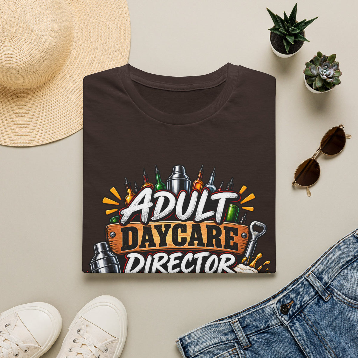 Adult Daycare Director T-Shirt — Funny Bartender Design