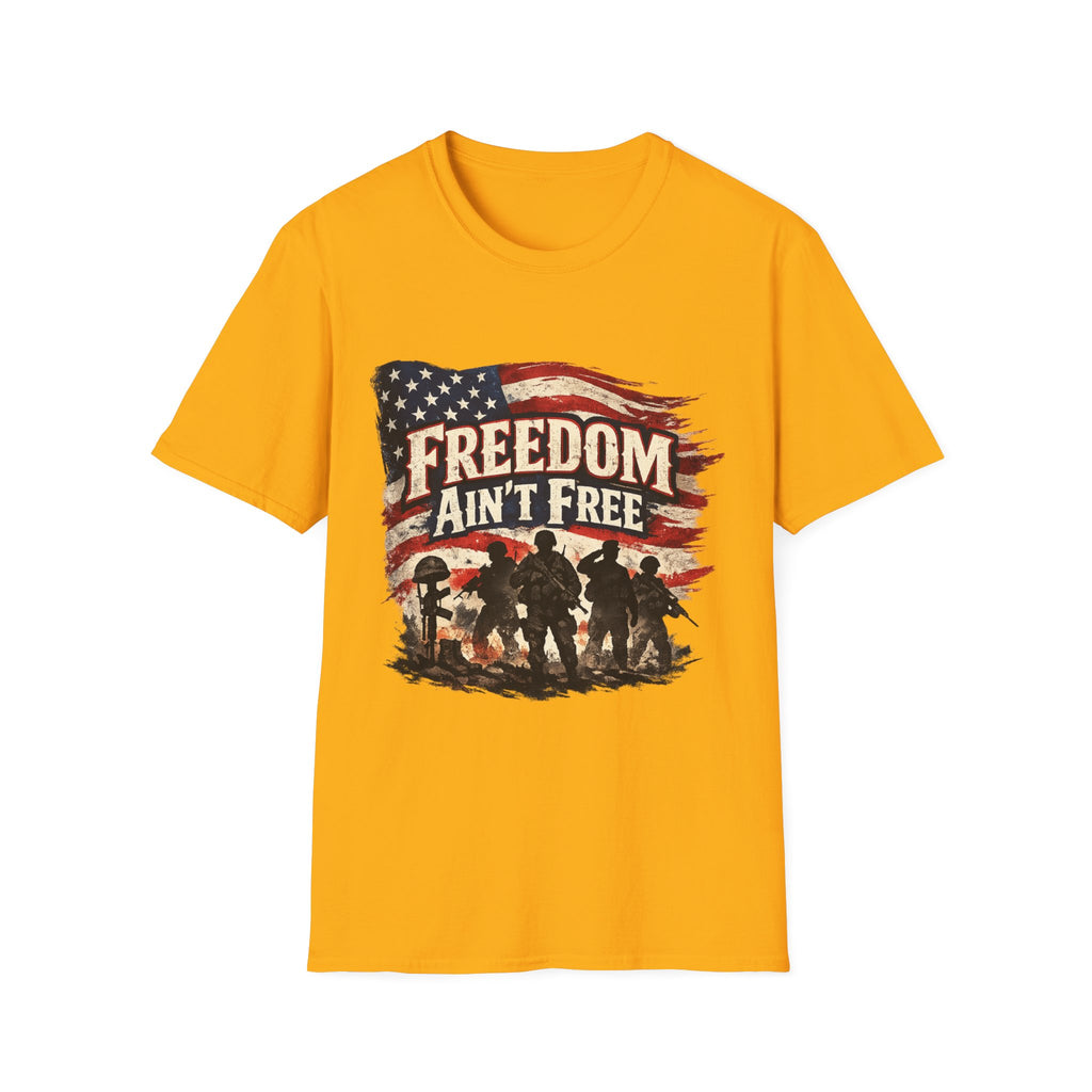 Freedom Ain't Free T-Shirt — Patriotic American Flag & Soldier Memorial Tee