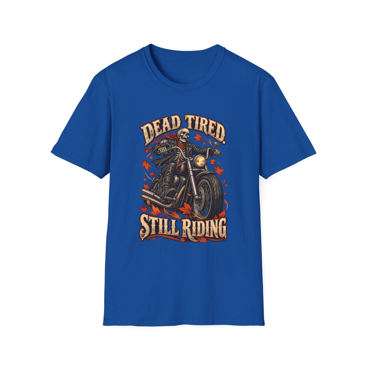Men's Vintage Skull Motorcycle T-Shirt – "Dead Tired Still Riding" Biker Graphic Tee - Battle Born Prints