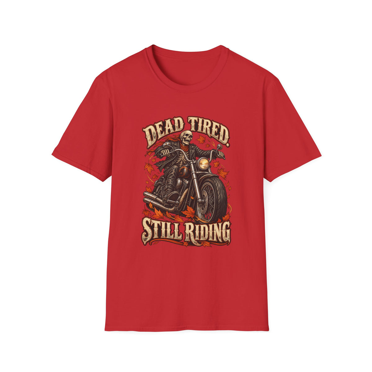 Men's Vintage Skull Motorcycle T-Shirt – "Dead Tired Still Riding" Biker Graphic Tee - Battle Born Prints