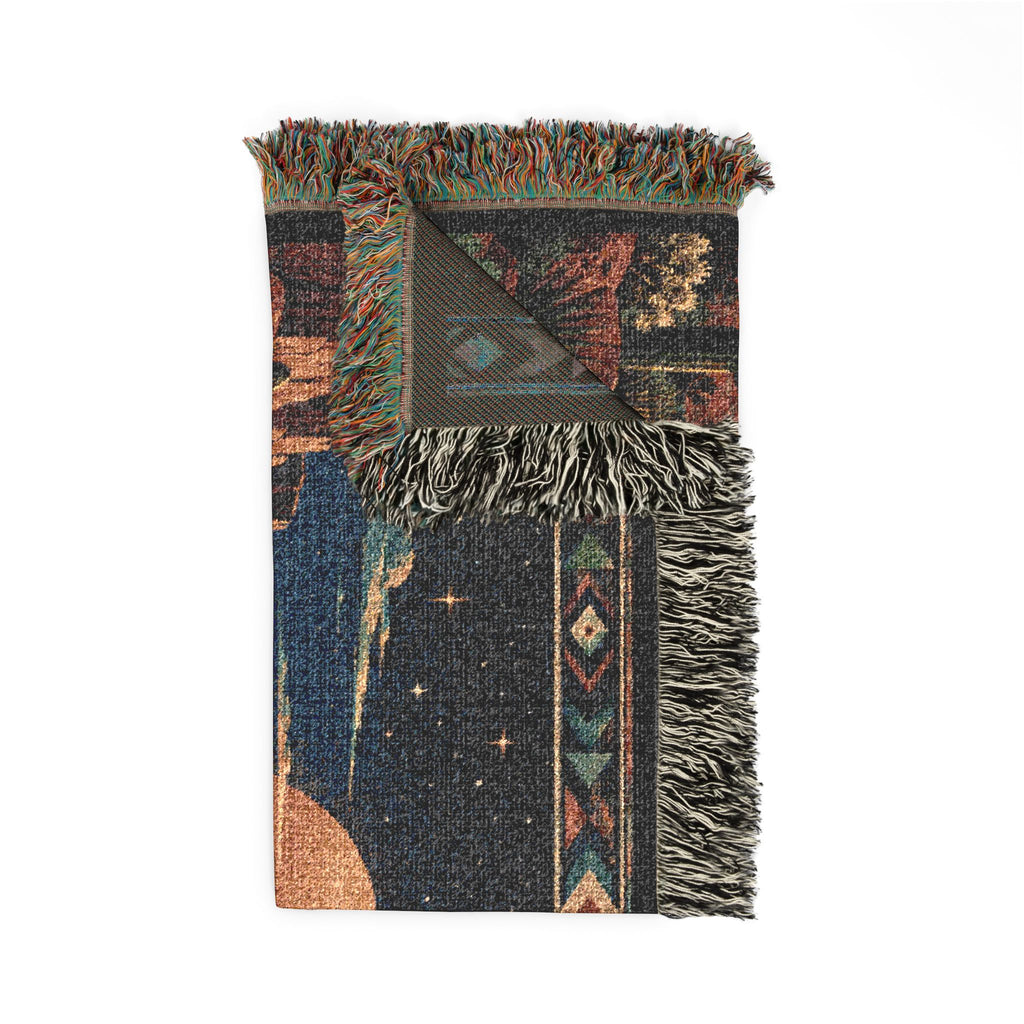 Desert Sunset Woven Blanket — Southwestern Scenic Throw with Moonlit Canyon Design - Battle Born Prints