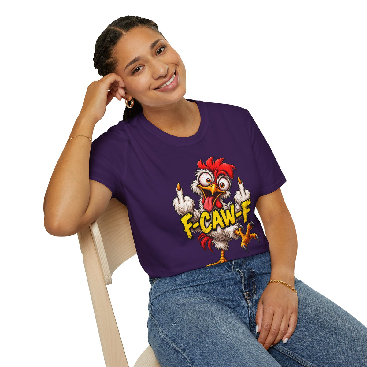 F-CAW-F Funny Chicken T-Shirt – Cheeky Middle Finger Rooster Graphic Tee
