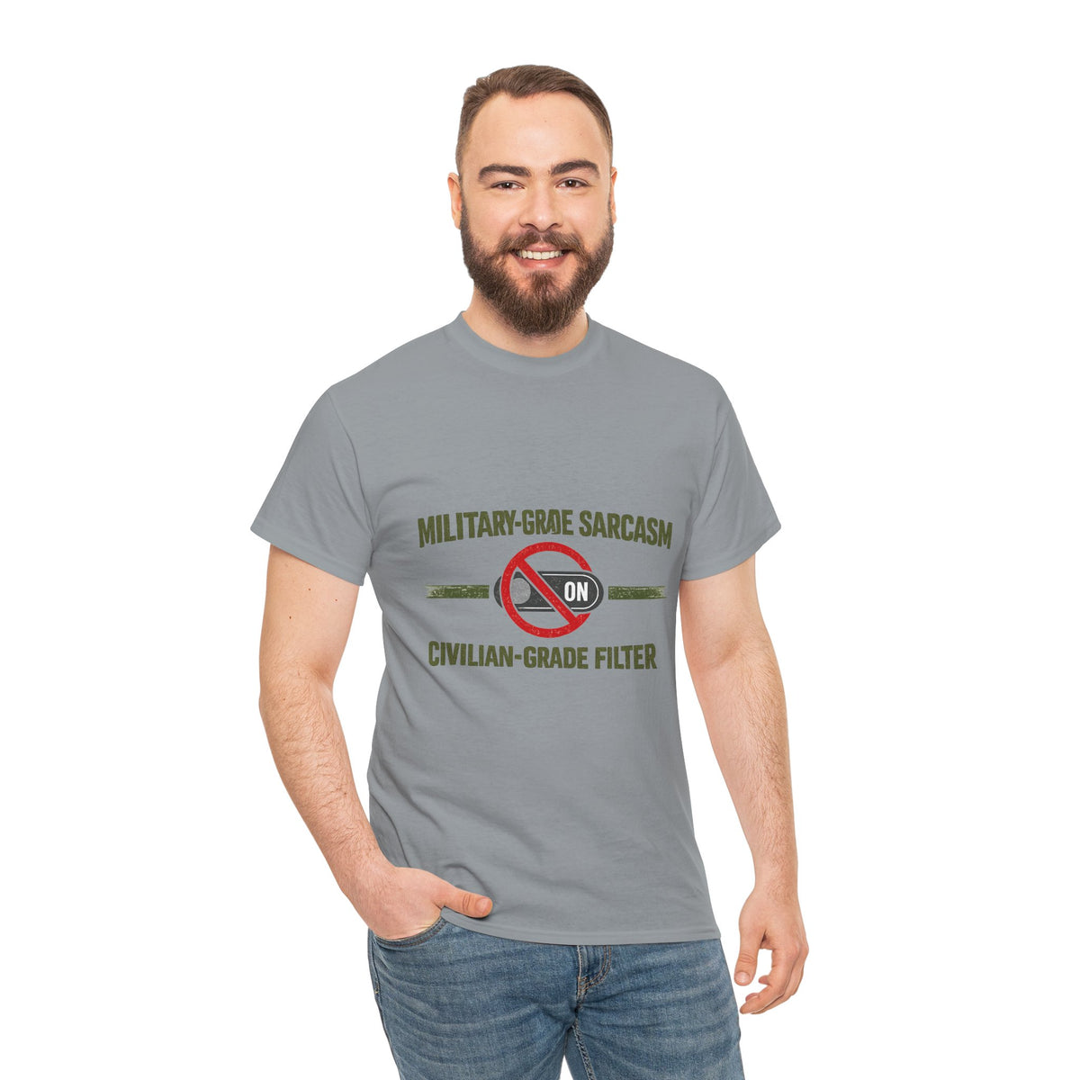 Military-Grade Sarcasm T-Shirt — "Civilian-Grade Filter Off" Humorous Military Tee