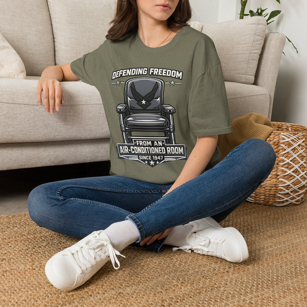 Defending Freedom Chair Force Veteran T-Shirt — "Defending Freedom from an Air-Conditioned Room"
