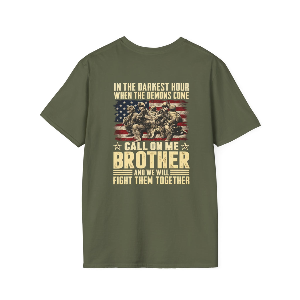 T-Shirt — "Call On Me Brother" Military Brotherhood Flag Graphic - Battle Born Prints