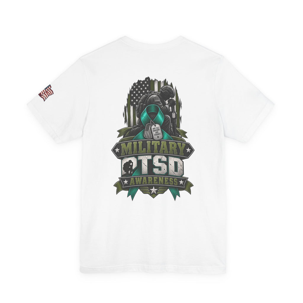 Military PTSD Awareness Tee – Support Veterans Ribbon Graphic Shirt