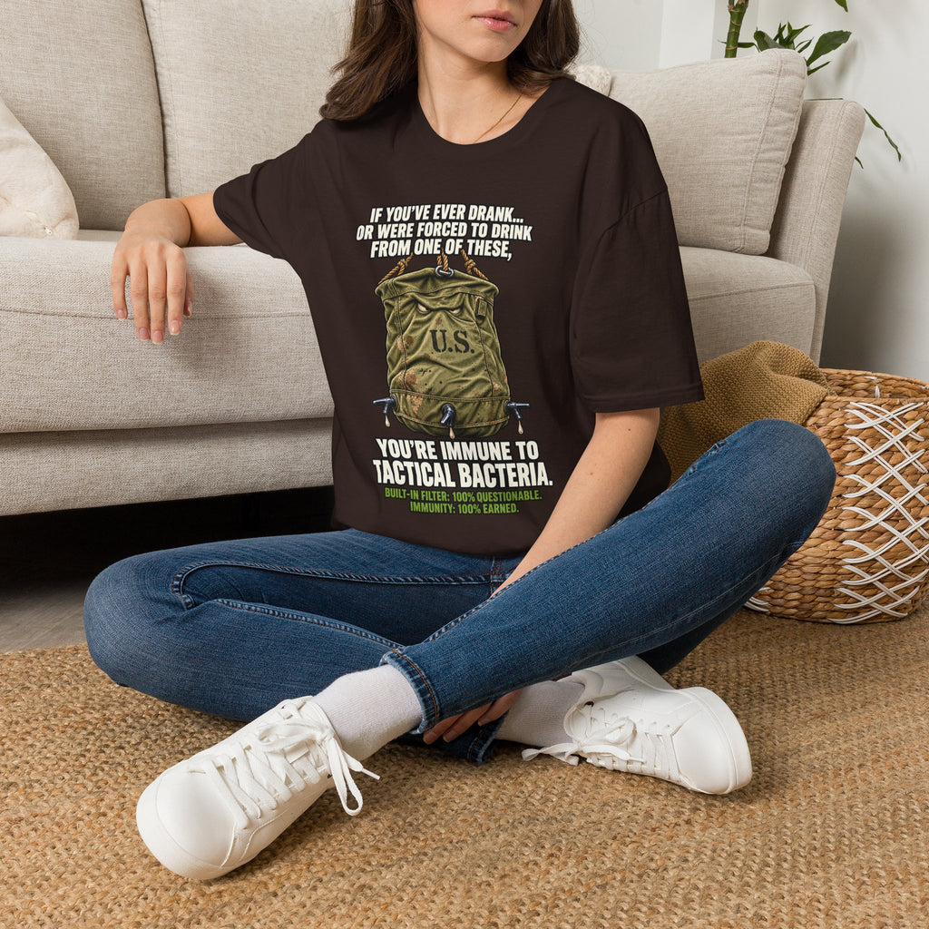Military Humor T-Shirt – Tactical Canteen Tee for Outdoor Adventures