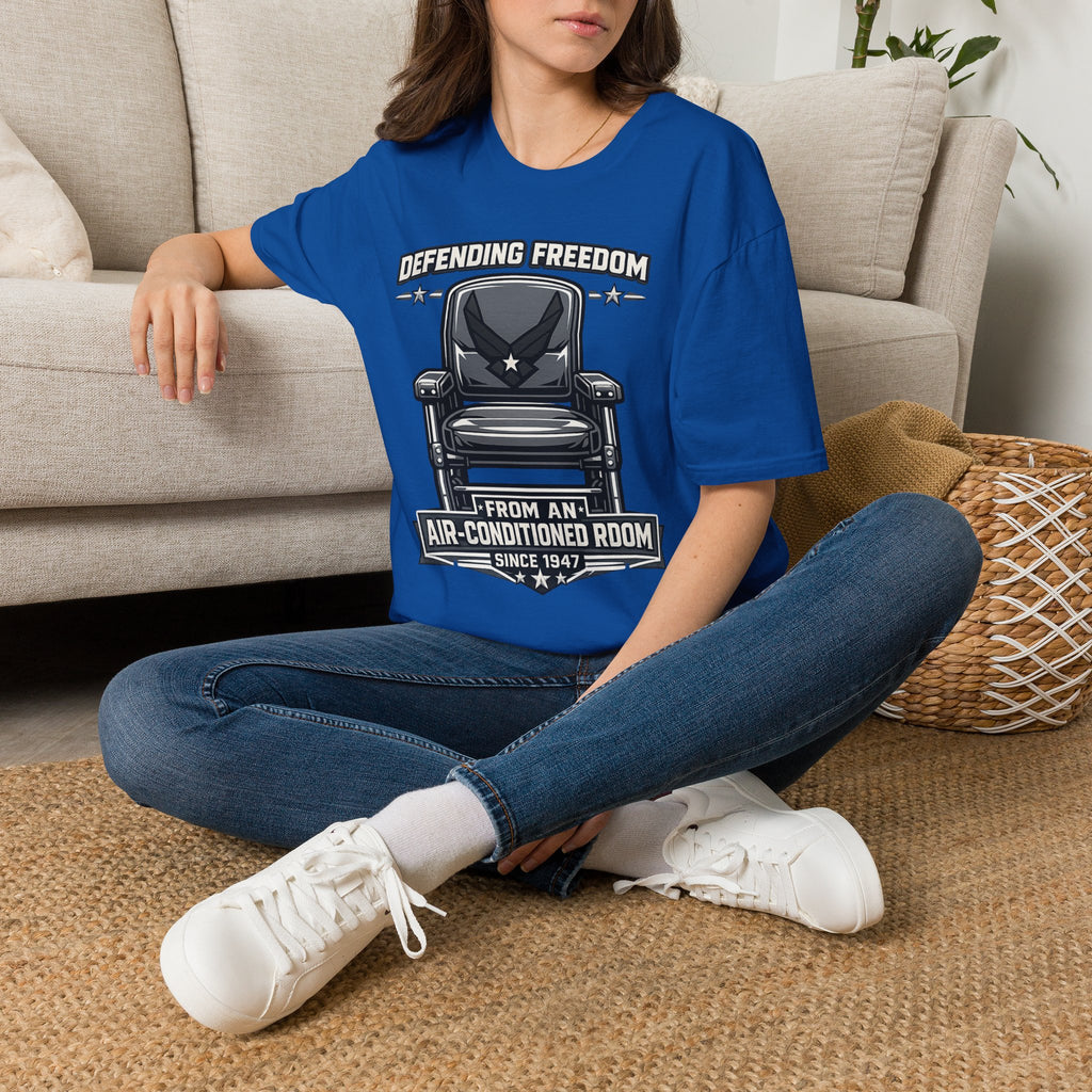 Defending Freedom Chair Force Veteran T-Shirt — "Defending Freedom from an Air-Conditioned Room"