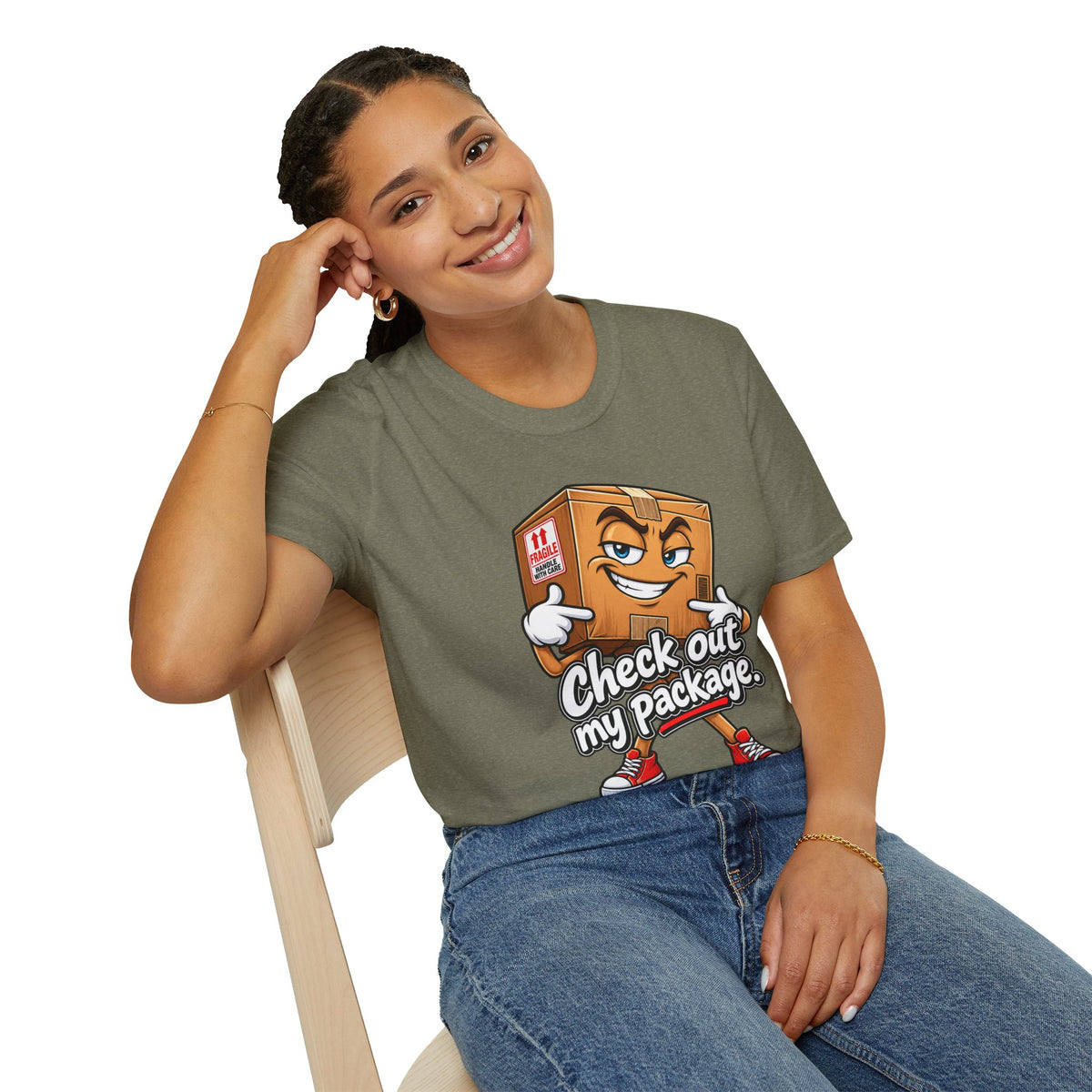 Check Out My Package T-Shirt — Funny Cartoon Box Graphic Tee