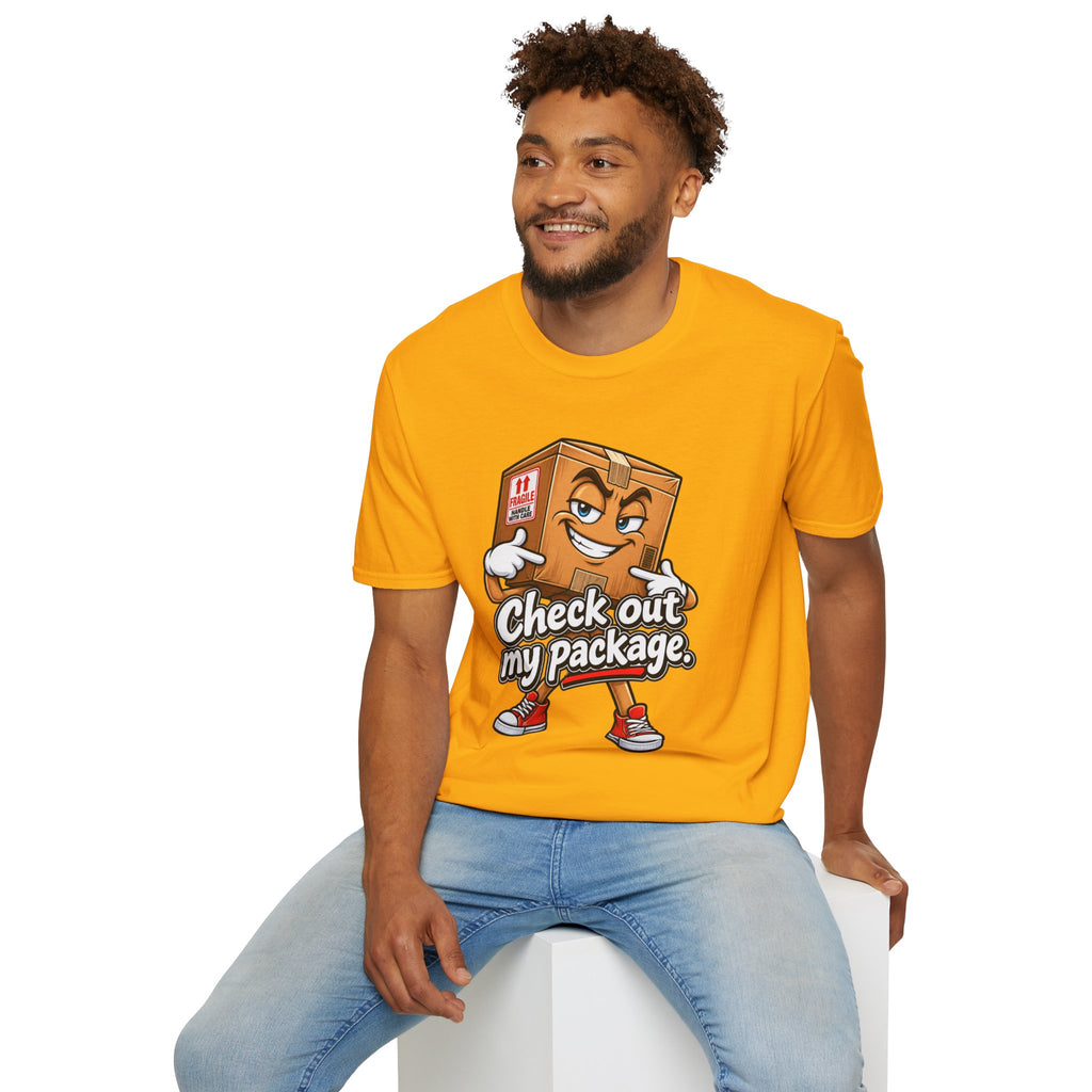 Check Out My Package T-Shirt — Funny Cartoon Box Graphic Tee