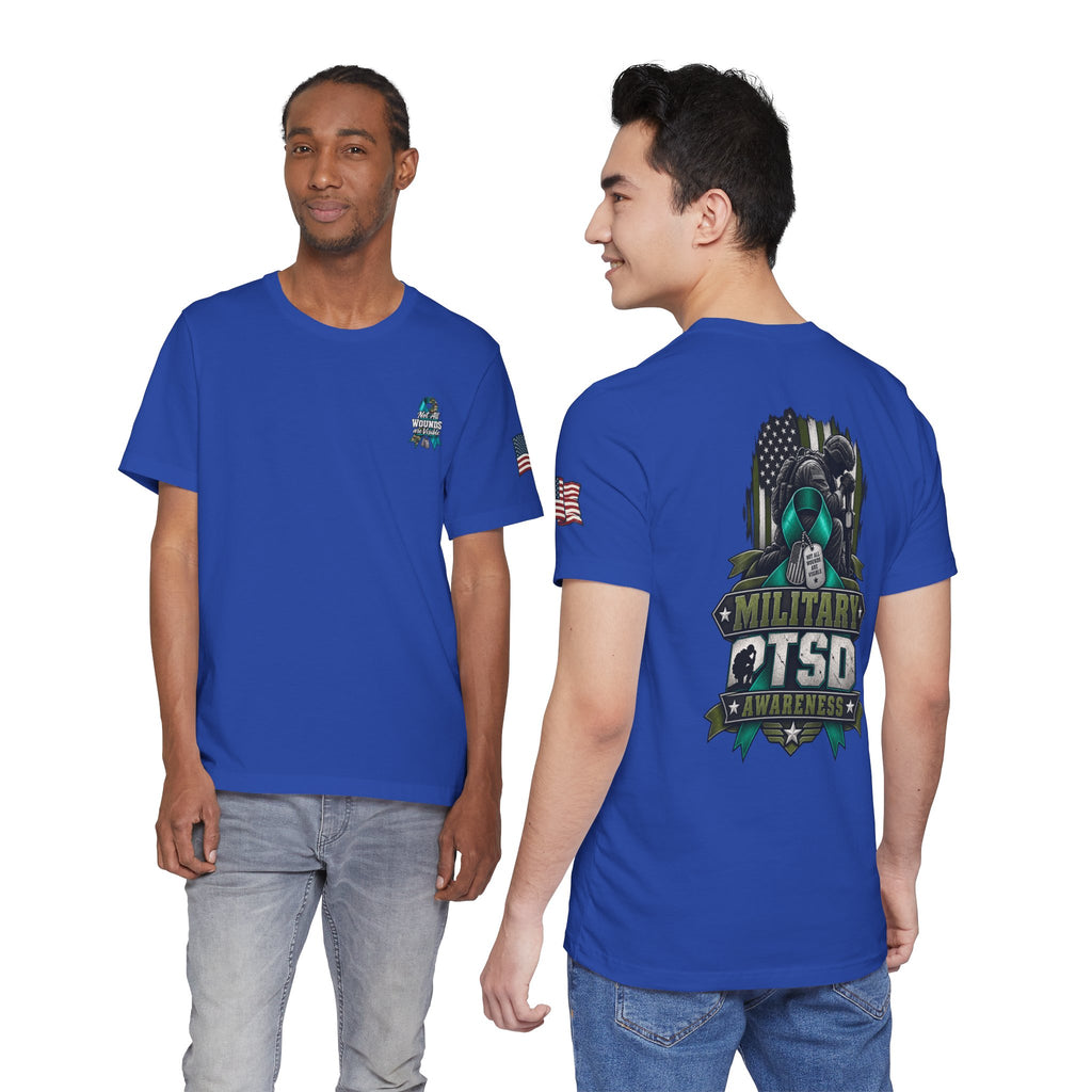 Military PTSD Awareness Tee – Support Veterans Ribbon Graphic Shirt