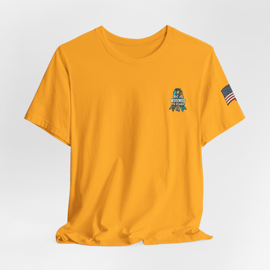 Military PTSD Awareness Tee – Support Veterans Ribbon Graphic Shirt