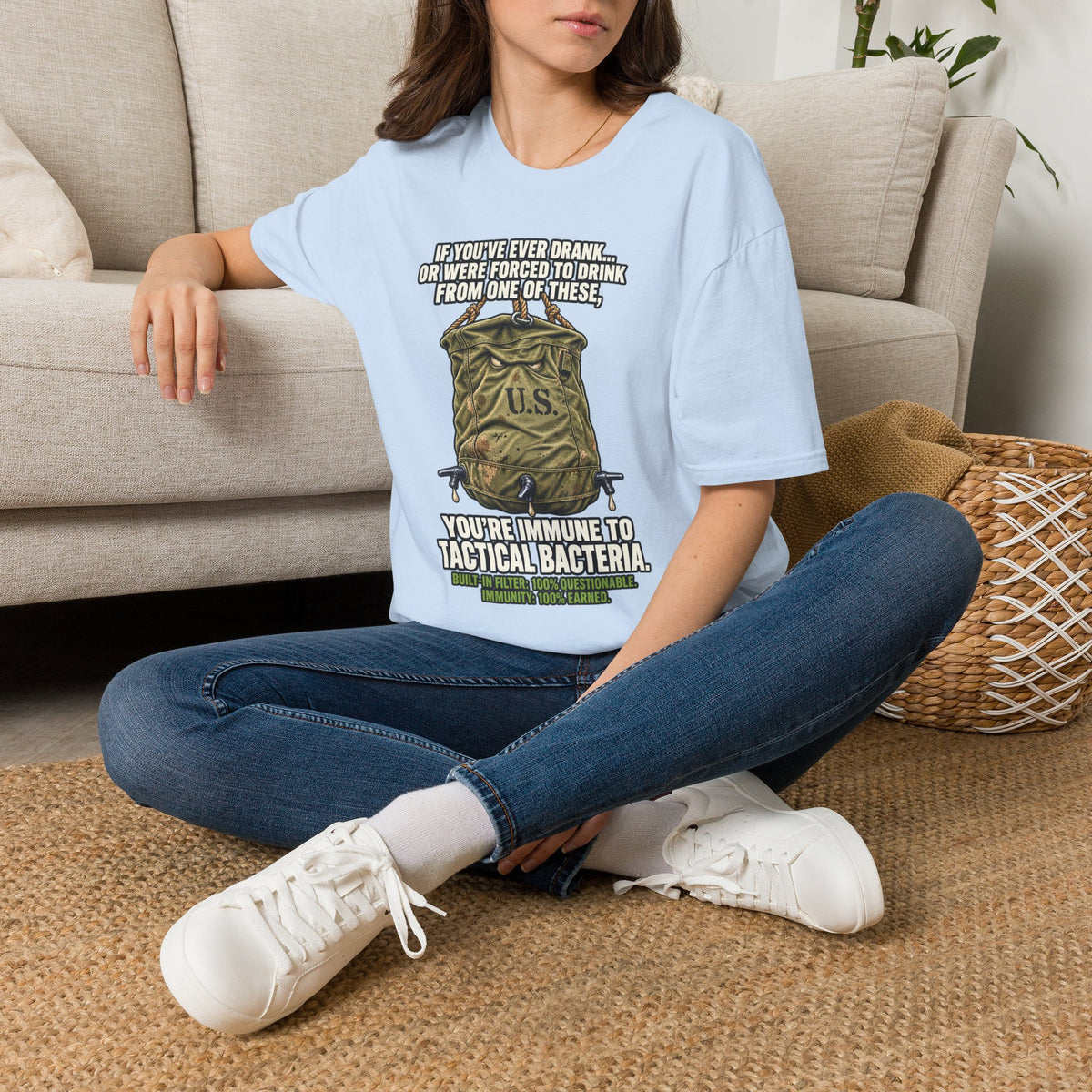 Military Humor T-Shirt – Tactical Canteen Tee for Outdoor Adventures