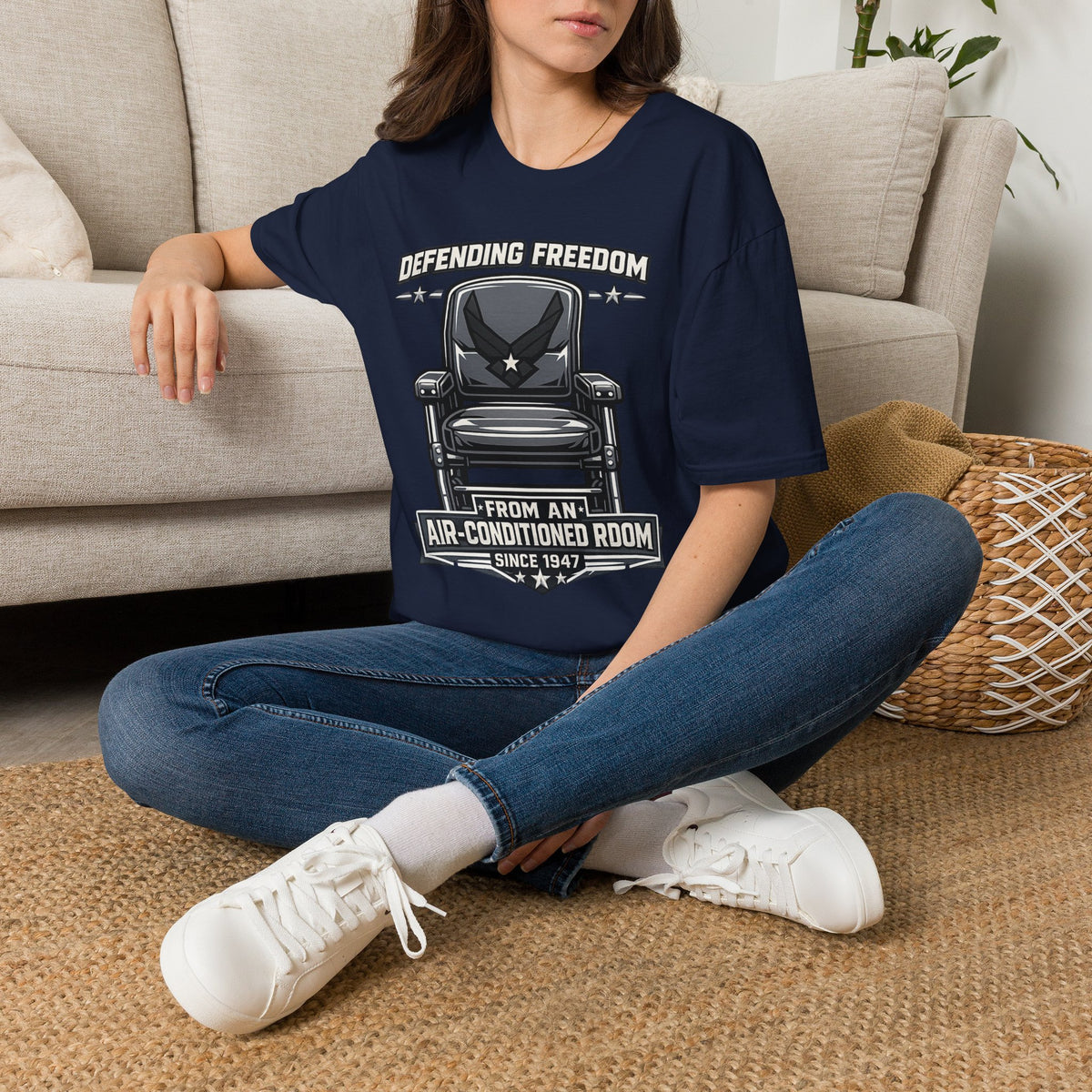 Defending Freedom Chair Force Veteran T-Shirt — "Defending Freedom from an Air-Conditioned Room"