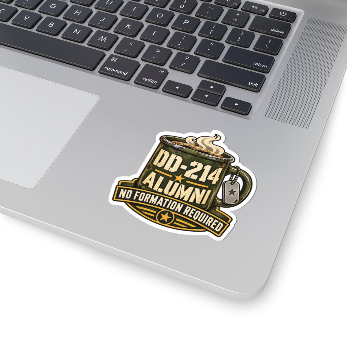 DD-214 Alumni Military Coffee Sticker — "No Formation Required" Kiss-Cut Sticker - Battle Born Prints
