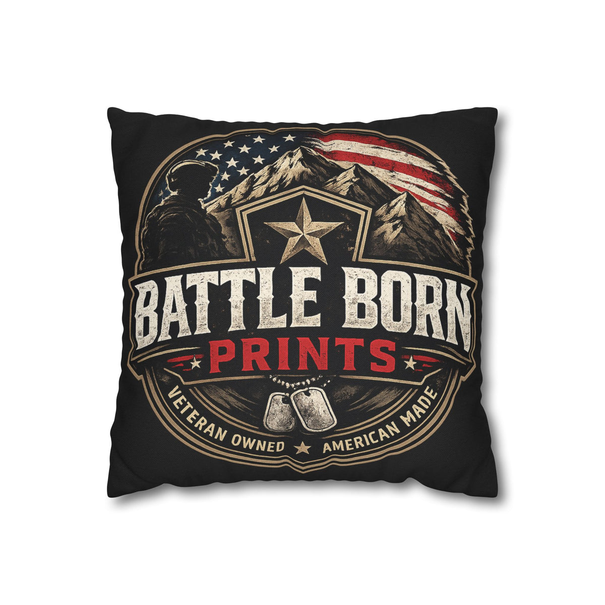 Battle Born Prints Veteran American Flag Accent Pillowcase