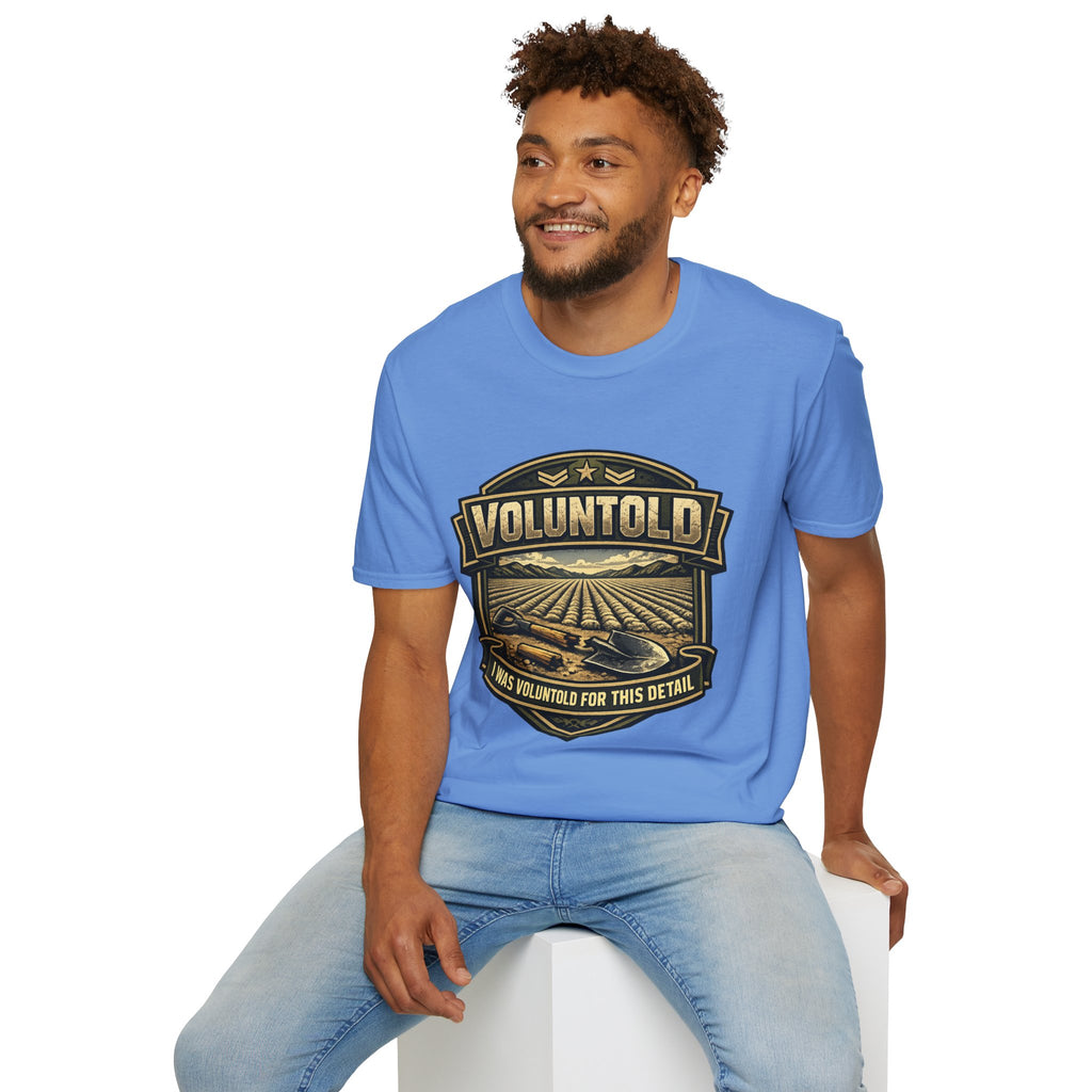 T-Shirt — "Voluntold" Farm Vintage Emblem Tee