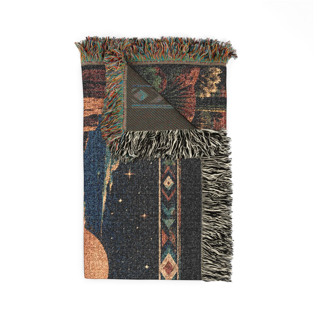 Desert Sunset Woven Blanket — Southwestern Scenic Throw with Moonlit Canyon Design - Battle Born Prints