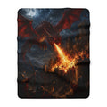 Dragon Fire Sherpa Blanket — Fantasy Castle Battle Fleece Throw