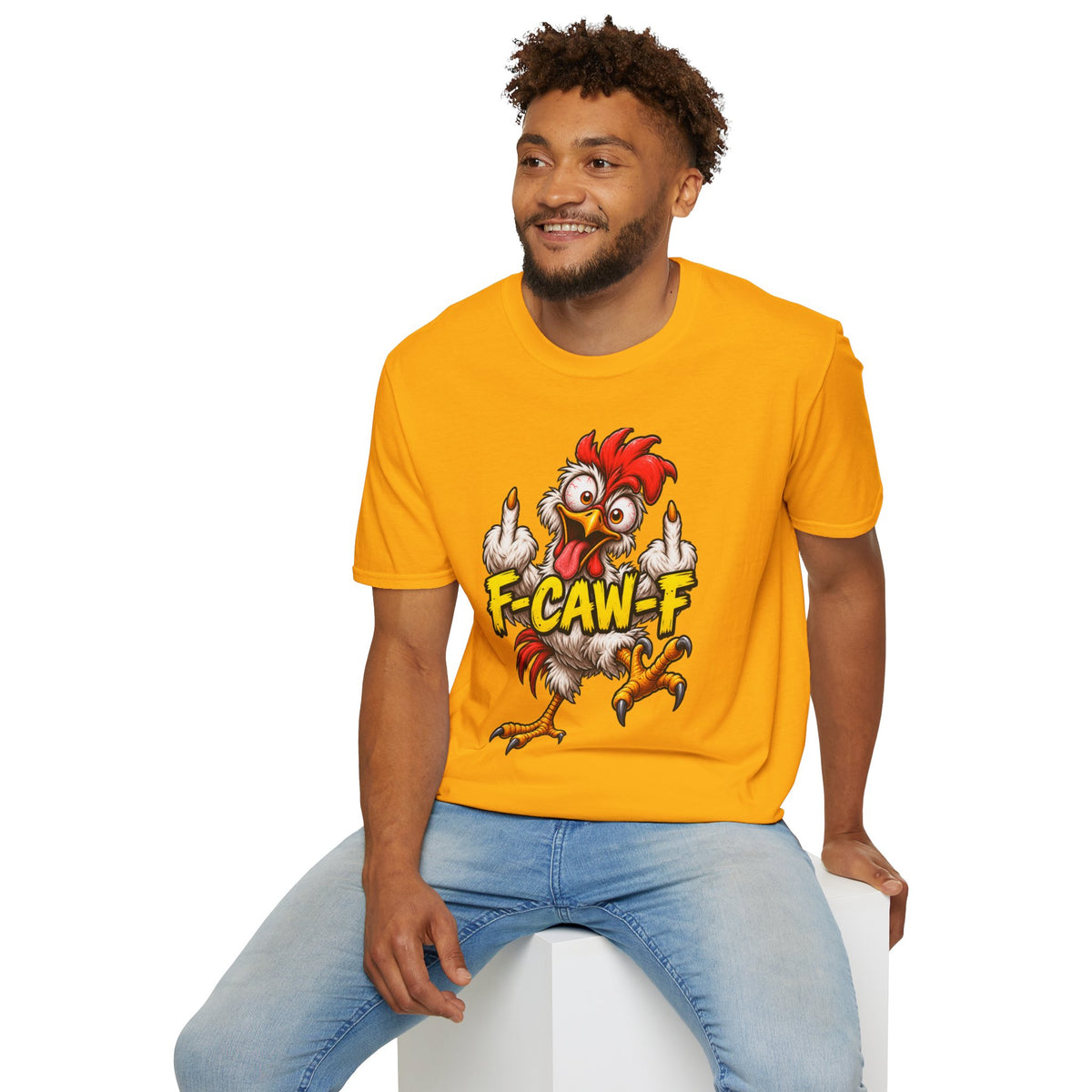 F-CAW-F Funny Chicken T-Shirt – Cheeky Middle Finger Rooster Graphic Tee