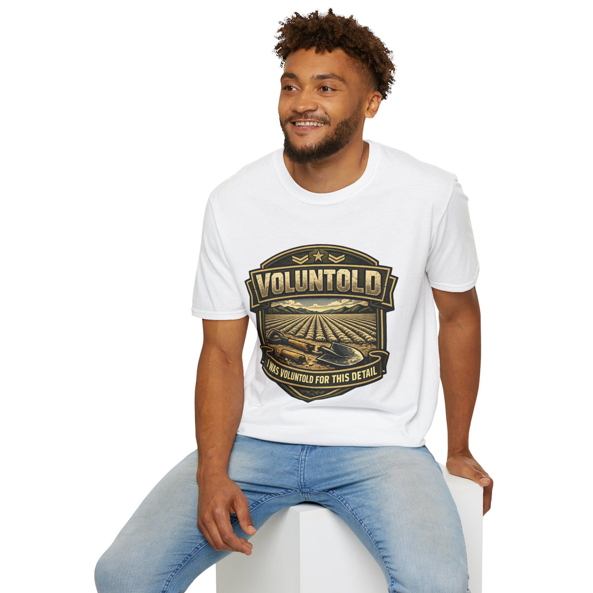 T-Shirt — "Voluntold" Farm Vintage Emblem Tee