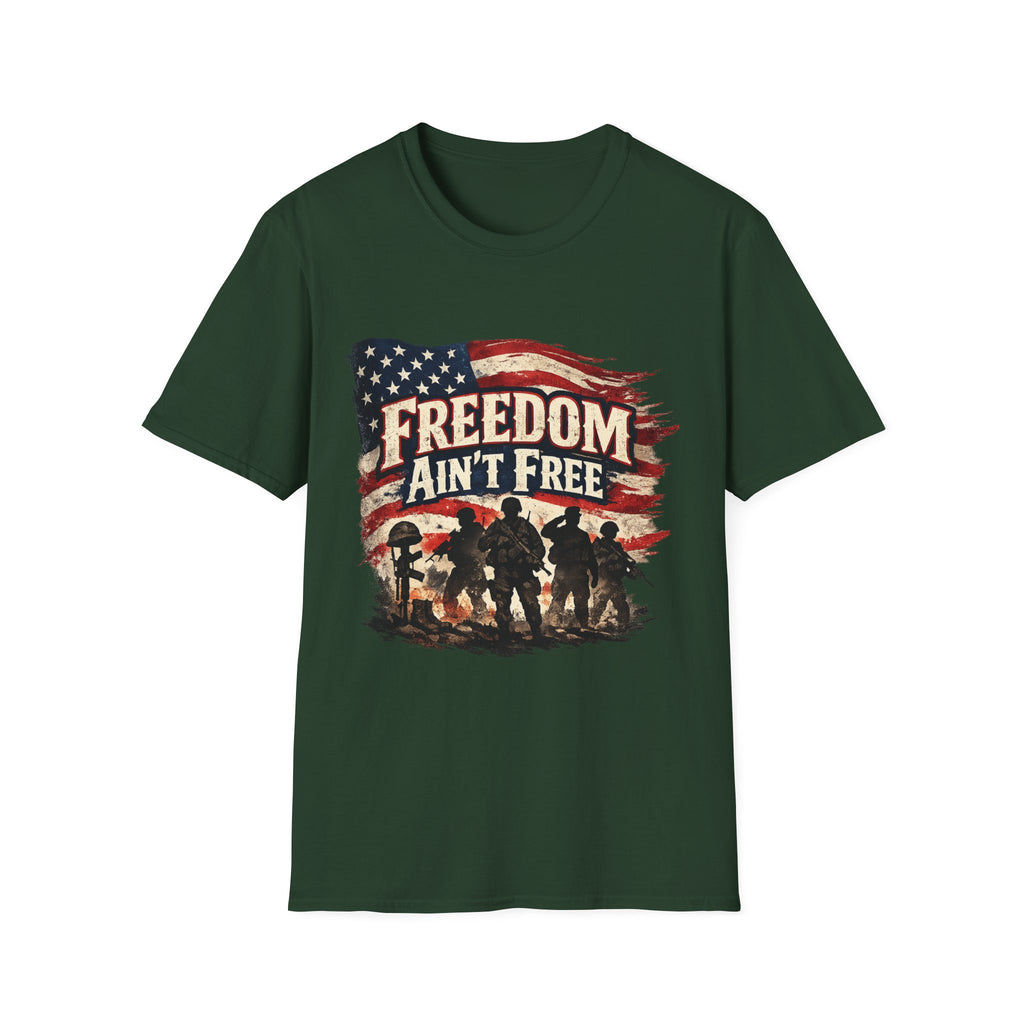 Freedom Ain't Free T-Shirt — Patriotic American Flag & Soldier Memorial Tee