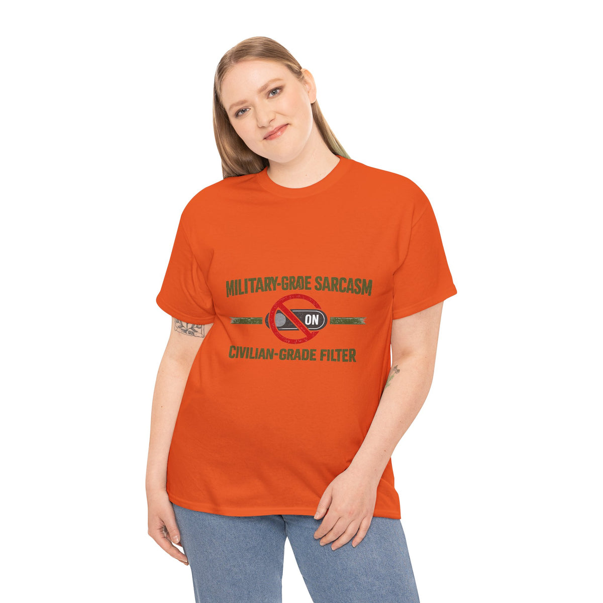 Military-Grade Sarcasm T-Shirt — "Civilian-Grade Filter Off" Humorous Military Tee