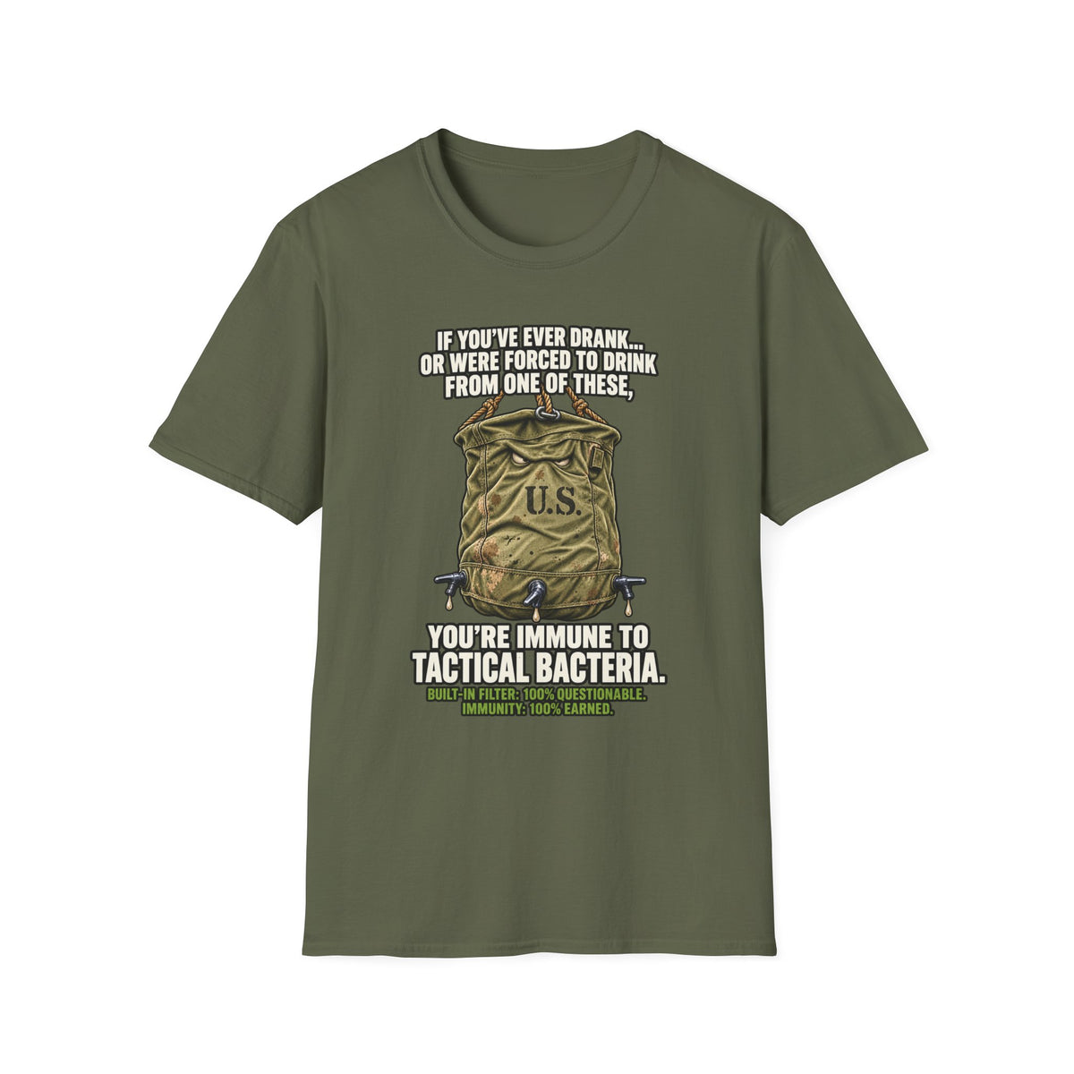 Military Humor T-Shirt – Tactical Canteen Tee for Outdoor Adventures