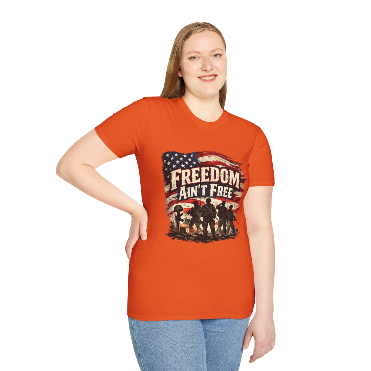 Freedom Ain't Free T-Shirt — Patriotic American Flag & Soldier Memorial Tee