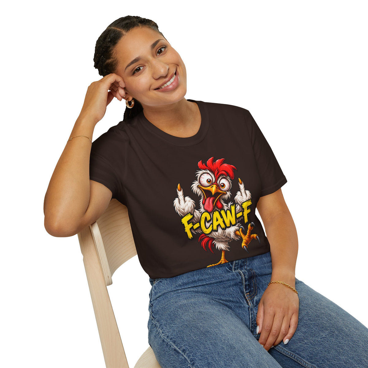 F-CAW-F Funny Chicken T-Shirt – Cheeky Middle Finger Rooster Graphic Tee
