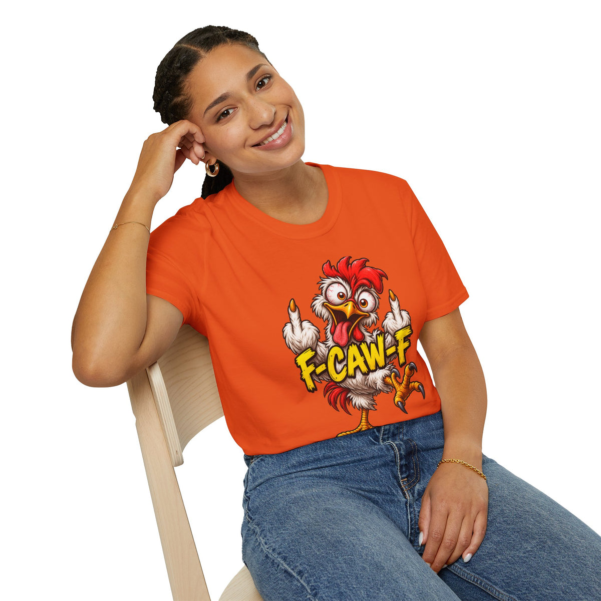 F-CAW-F Funny Chicken T-Shirt – Cheeky Middle Finger Rooster Graphic Tee