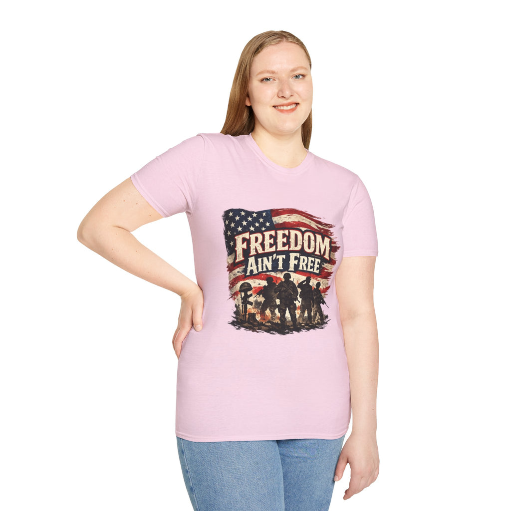 Freedom Ain't Free T-Shirt — Patriotic American Flag & Soldier Memorial Tee