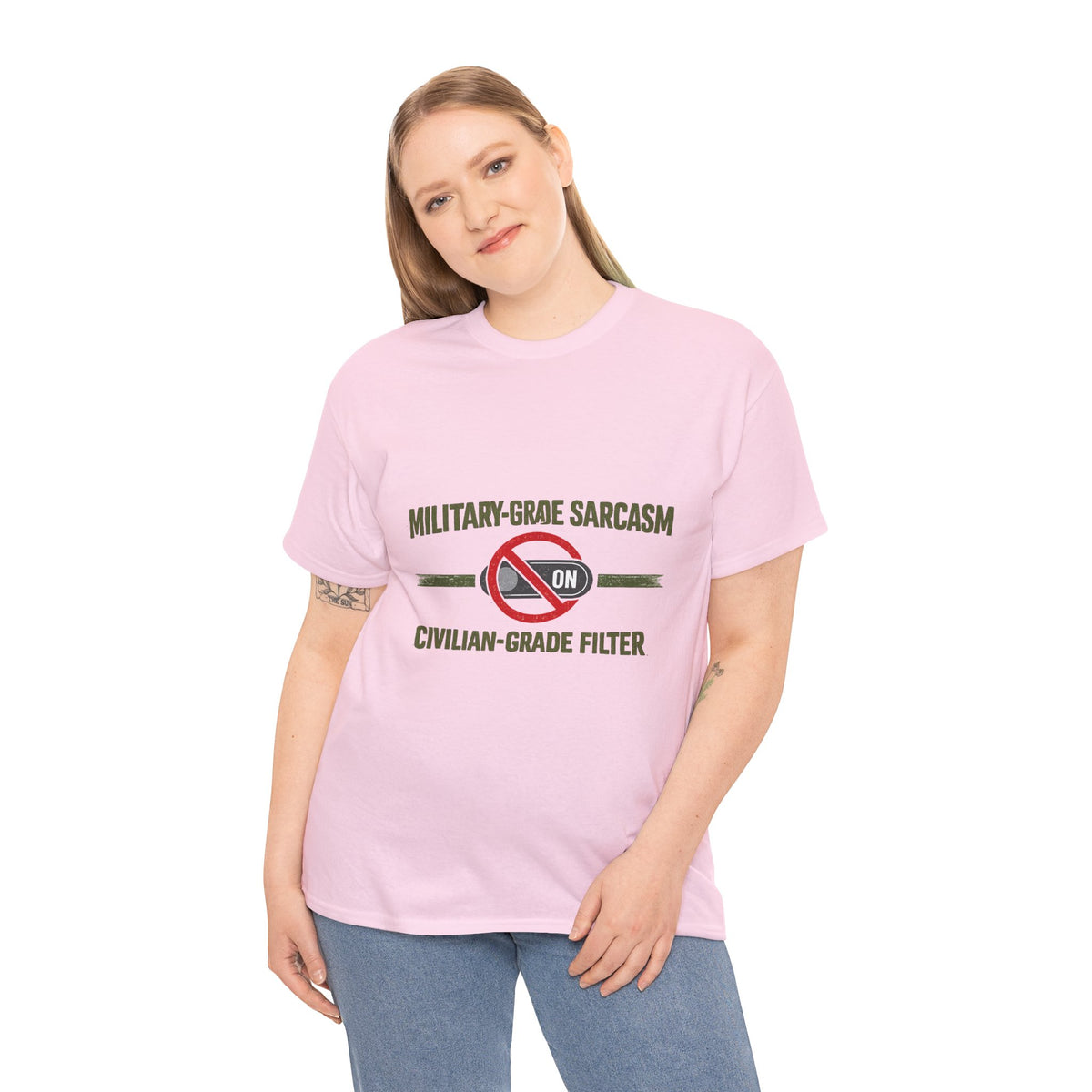 Military-Grade Sarcasm T-Shirt — "Civilian-Grade Filter Off" Humorous Military Tee