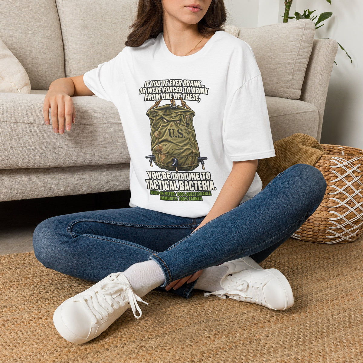 Military Humor T-Shirt – Tactical Canteen Tee for Outdoor Adventures