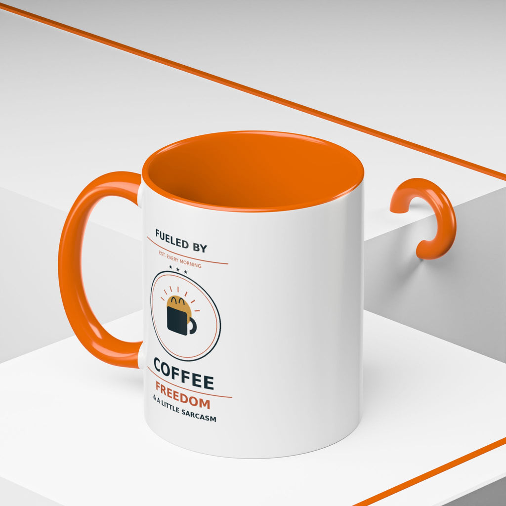 Coffee Mug - "Fueled by Coffee, Freedom & a Little Sarcasm" Accent Ceramic Mug - Battle Born Prints