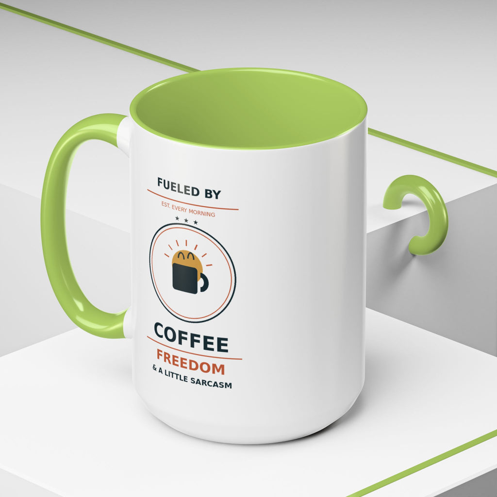 Coffee Mug - "Fueled by Coffee, Freedom & a Little Sarcasm" Accent Ceramic Mug - Battle Born Prints
