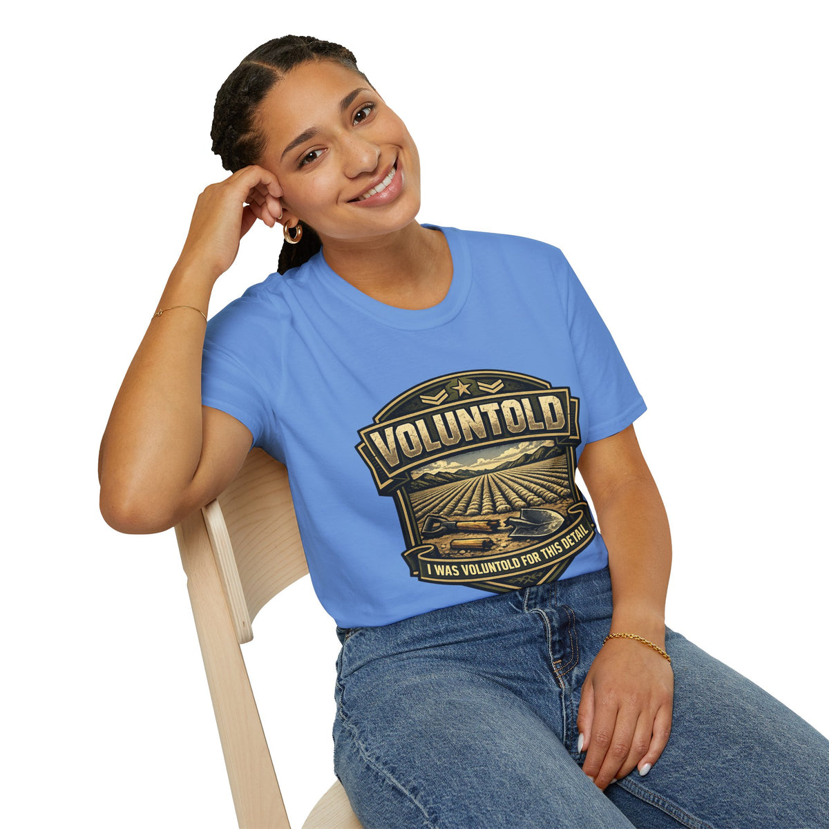 T-Shirt — "Voluntold" Farm Vintage Emblem Tee
